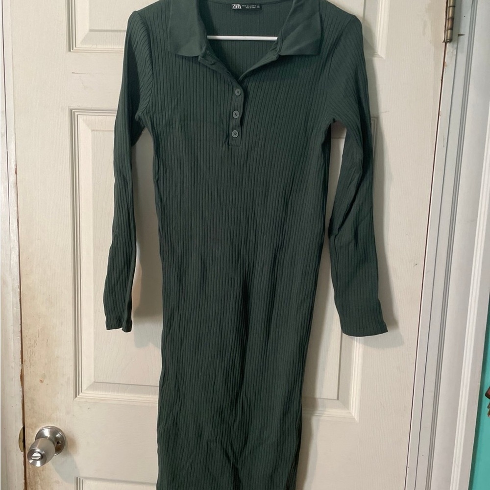 Women's Green Ribbed Dress
